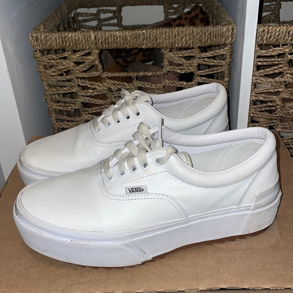 Vans all white platform
